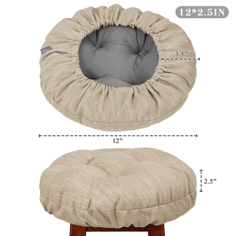 baibu Stool Covers Round, Super Soft Round Bar Stool Cushion Covers Seat Cushion - One Cushion Only (Beige,15" (38cm)) - Image 2